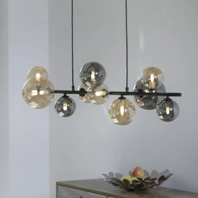 LED Pendelleuchte schwarz Glas rund dekorativ warmweiß Innenleuchte