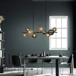 LED Pendelleuchte schwarz Glas rund dekorativ warmweiß Innenleuchte