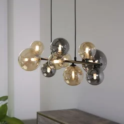 LED Pendelleuchte schwarz Glas rund dekorativ warmweiß Innenleuchte