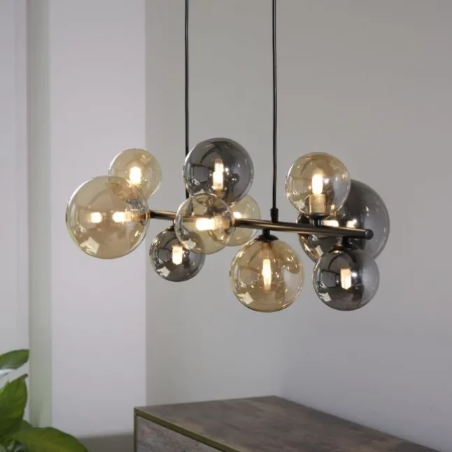LED Pendelleuchte schwarz Glas rund dekorativ warmweiß Innenleuchte