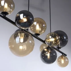 LED Pendelleuchte schwarz Glas rund dekorativ warmweiß Innenleuchte