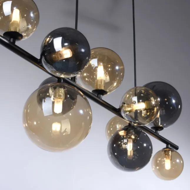 LED Pendelleuchte schwarz Glas rund dekorativ warmweiß Innenleuchte
