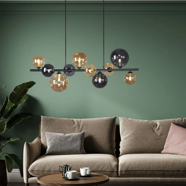 LED Pendelleuchte schwarz Glas rund dekorativ warmweiß Innenleuchte