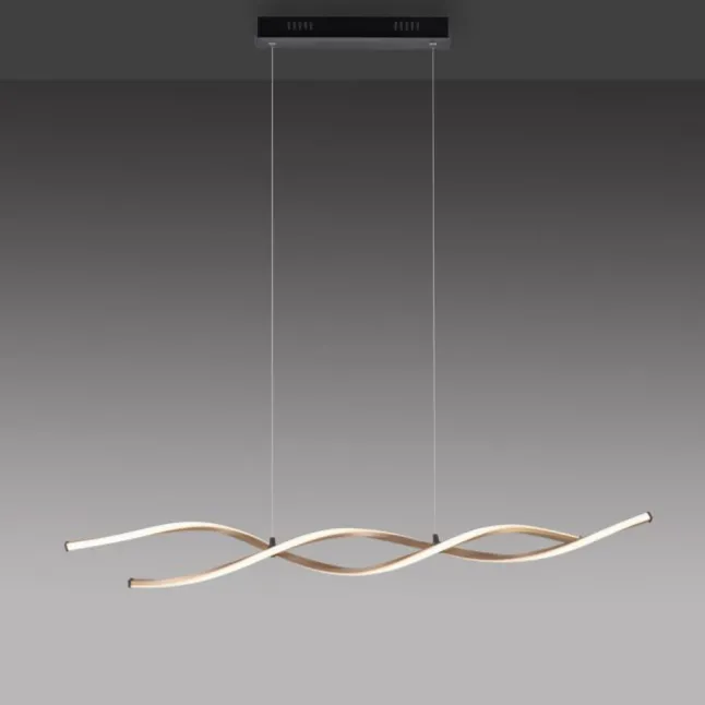 LED Pendelleuchte schwarz gold dimmbar höhenverstellbar geschwungen