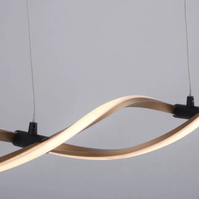 LED Pendelleuchte schwarz gold dimmbar höhenverstellbar geschwungen