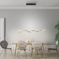 LED Pendelleuchte schwarz gold dimmbar höhenverstellbar geschwungen