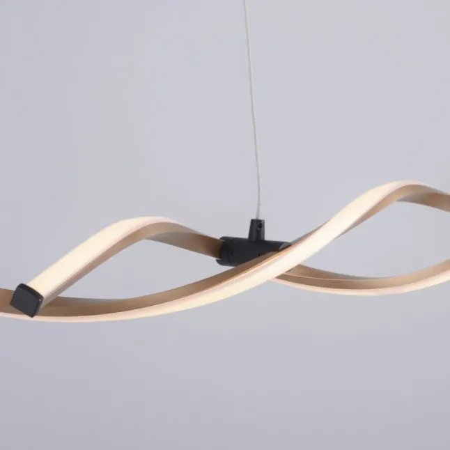 LED Pendelleuchte schwarz gold dimmbar höhenverstellbar geschwungen