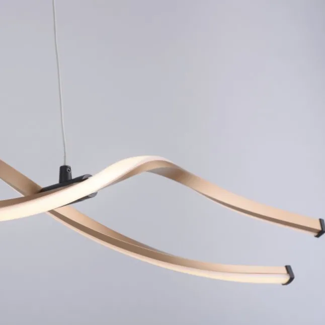 LED Pendelleuchte schwarz gold dimmbar höhenverstellbar geschwungen