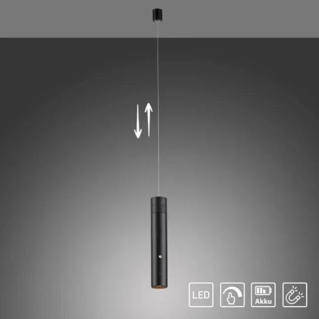 LED Pendelleuchte schwarz höhenverstellbar magnetischer Kopf Akku