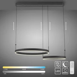 LED Pendelleuchte schwarz höhenverstellbar Fernbedienung dimmbar CCT