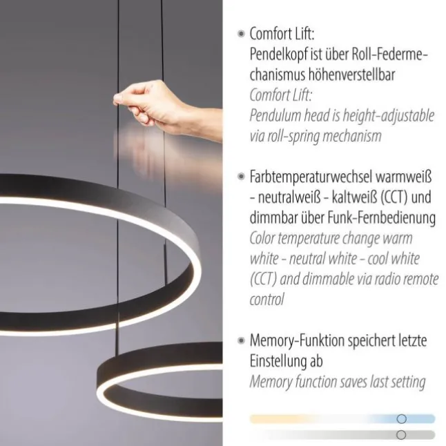 LED Pendelleuchte schwarz höhenverstellbar Fernbedienung dimmbar CCT