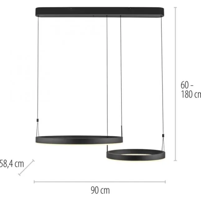 LED Pendelleuchte schwarz höhenverstellbar Fernbedienung dimmbar CCT