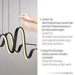LED Pendelleuchte schwarz höhenverstellbar dimmbar in 3 Stufen