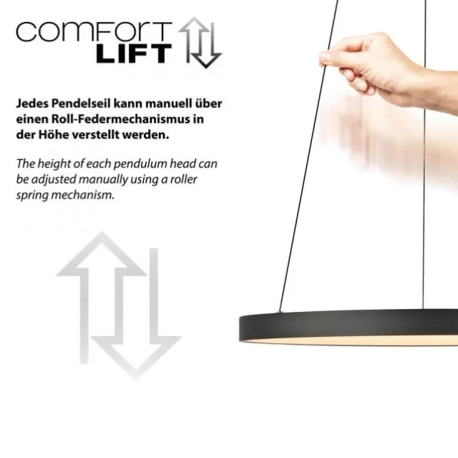 LED Pendelleuchte schwarz höhenverstellbar dimmbar Memoryfunktion