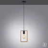 LED Pendelleuchte, schwarz, Holzrahmen, Metall, 1 flammige Pendellampe