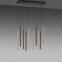 LED Pendelleuchte schwarz messing matt 10 flammig dimmbar Memoryfunktion