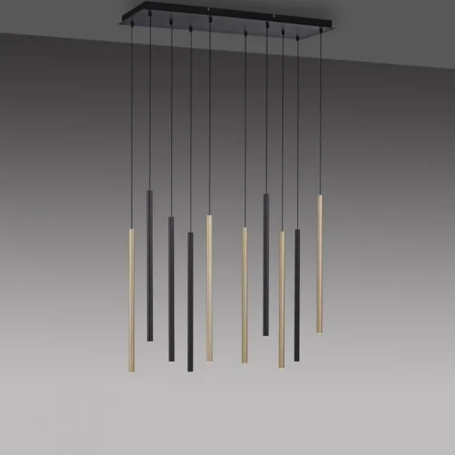 LED Pendelleuchte schwarz messing matt 10 flammig dimmbar Memoryfunktion