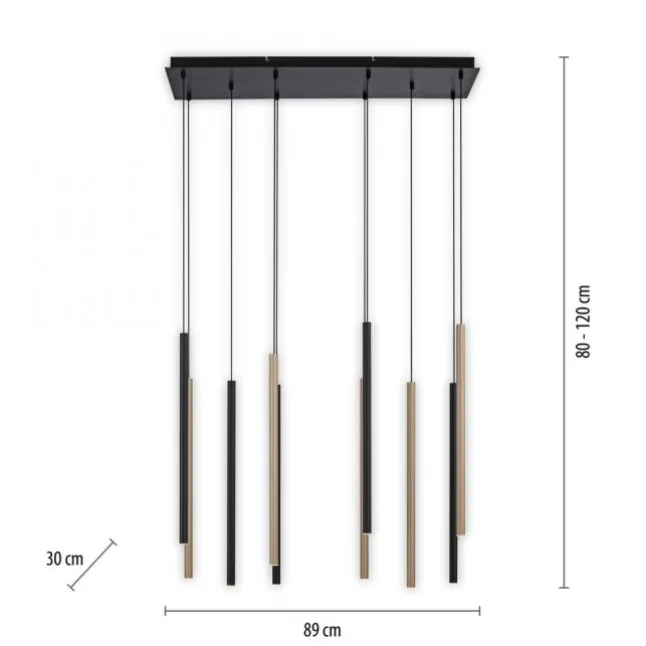 LED Pendelleuchte schwarz messing matt 10 flammig dimmbar Memoryfunktion
