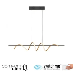 LED Pendelleuchte schwarz messing höhenverstellbar per Lift dimmbar