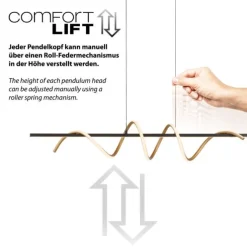 LED Pendelleuchte schwarz messing höhenverstellbar per Lift dimmbar