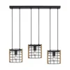LED Pendelleuchte schwarz mit Holz Metall 3-flammig Esstischlampe