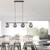 LED Pendelleuchte, schwarz, schlicht, zeitlos, 4 flammige Deckenlampe