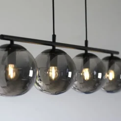 LED Pendelleuchte, schwarz, schlicht, zeitlos, 4 flammige Deckenlampe
