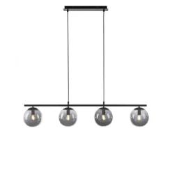 LED Pendelleuchte, schwarz, schlicht, zeitlos, 4 flammige Deckenlampe