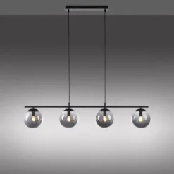 LED Pendelleuchte, schwarz, schlicht, zeitlos, 4 flammige Deckenlampe