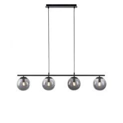 LED Pendelleuchte, schwarz, schlicht, zeitlos, 4 flammige Deckenlampe