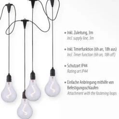 LED Pendelleuchte, schwarz, spritzwassergeschützt, modern