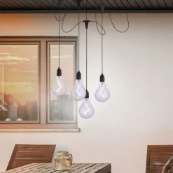 LED Pendelleuchte, schwarz, spritzwassergeschützt, modern
