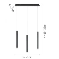 LED-Pendelleuchte, schwarz , warmweiß, Innenleuchte, 3-flammig