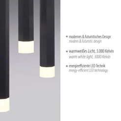 LED-Pendelleuchte, schwarz , warmweiß, Innenleuchte, 3-flammig