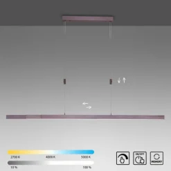LED Pendelleuchte, sepiabraun, lineares Design, höhenverstellbar, modern