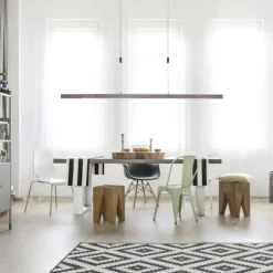 LED Pendelleuchte, sepiabraun, lineares Design, höhenverstellbar, modern