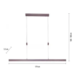LED Pendelleuchte, sepiabraun, lineares Design, höhenverstellbar, modern