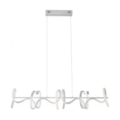LED-Pendelleuchte, silberfarben, 4 geschwungene Leuchtarme, Dimmfunktion