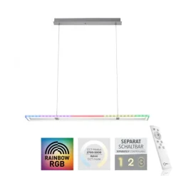 LED Pendelleuchte silberfarbig dimmbar Rainbow RGB Memorfunktion Esszimmer