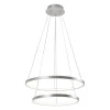 LED-Pendelleuchte, silber, 2 Leuchtringe, warmweiße Lichtfarbe, modern