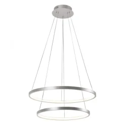 LED-Pendelleuchte, silber, 2 Leuchtringe, warmweiße Lichtfarbe, modern