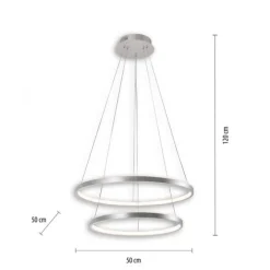 LED-Pendelleuchte, silber, 2 Leuchtringe, warmweiße Lichtfarbe, modern