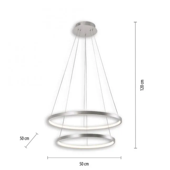 LED-Pendelleuchte, silber, 2 Leuchtringe, warmweiße Lichtfarbe, modern