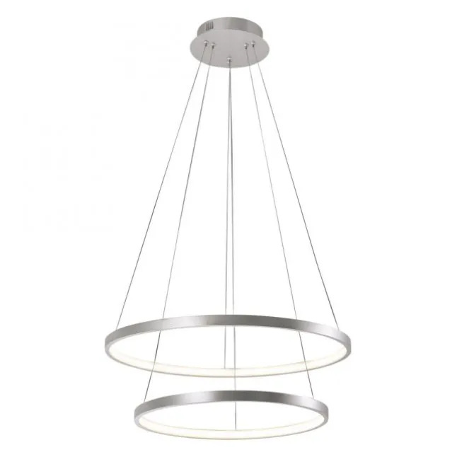 LED-Pendelleuchte, silber, 2 Leuchtringe, warmweiße Lichtfarbe, modern