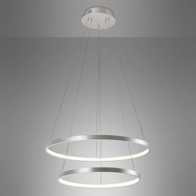 LED-Pendelleuchte, silber, 2 Leuchtringe, warmweiße Lichtfarbe, modern