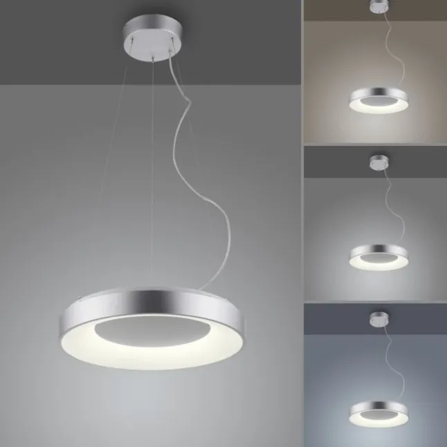 LED Pendelleuchte silber steuerbar über App dimmbar RGB+CCT