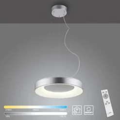 LED Pendelleuchte silber steuerbar über App dimmbar RGB+CCT