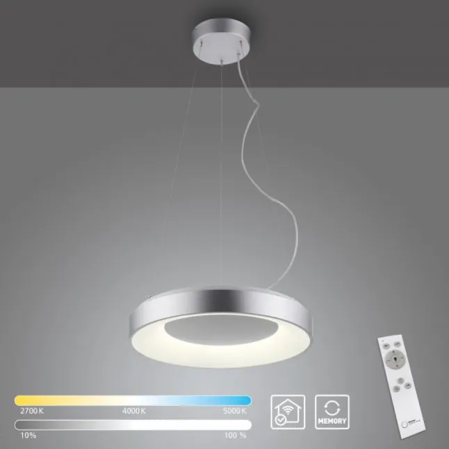 LED Pendelleuchte silber steuerbar über App dimmbar RGB+CCT