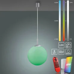 LED Pendelleuchte Smarthome D=25 silber dimmbar App Fernbedienung