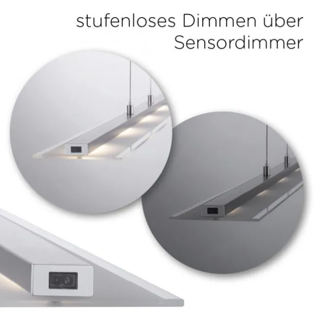 LED-Pendelleuchte, stahlfarben, höhenverstellbar, CCT-Steuerung, dimmbar